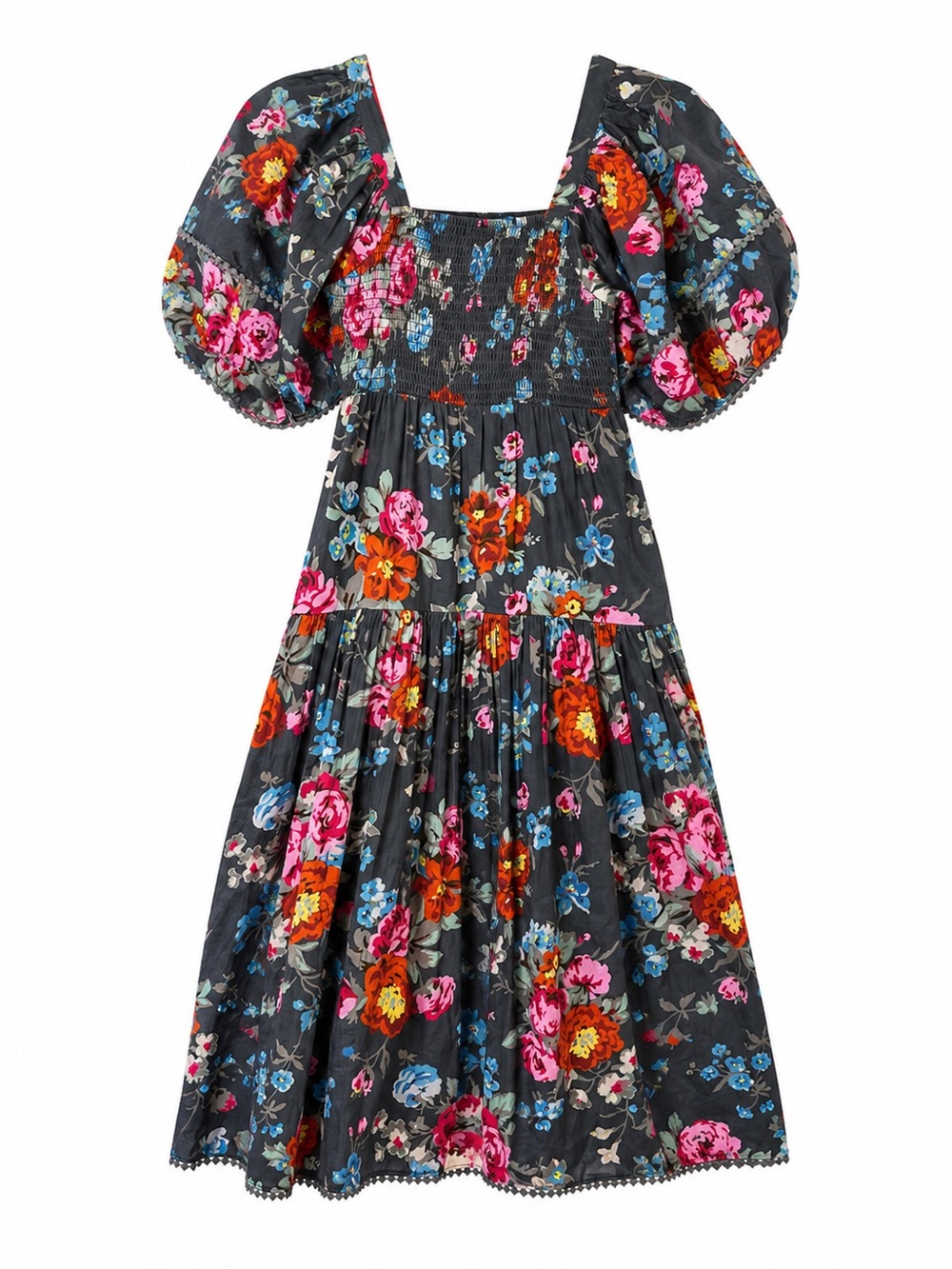Uncle Frank floral Maxi Dress XS Cotton Multicolor Short Sleeve